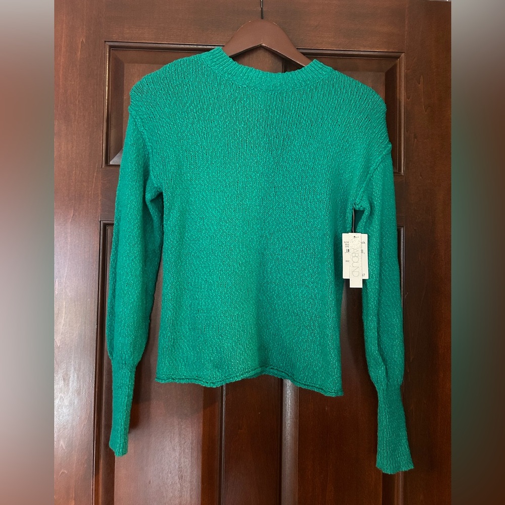 NWT Abound Green Crewneck Sweater XXS Lightweight Knit